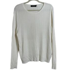 Lauren Ralph Lauren Mascarpone Cream Slim Cable-Knit Black Label Sweater Size XL